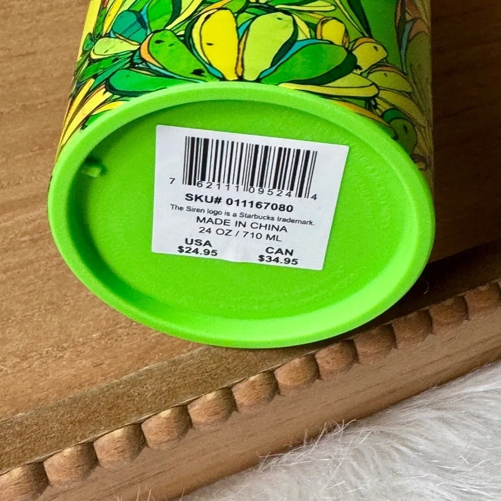 Starbucks Farm Rio Banana‎ Leaf Tumbler 24oz Limited Edition with Straw Topper